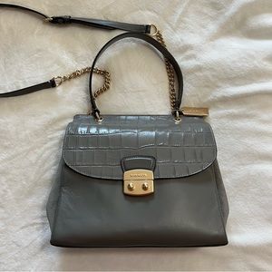 COACH Grey Croc Lock Satchel